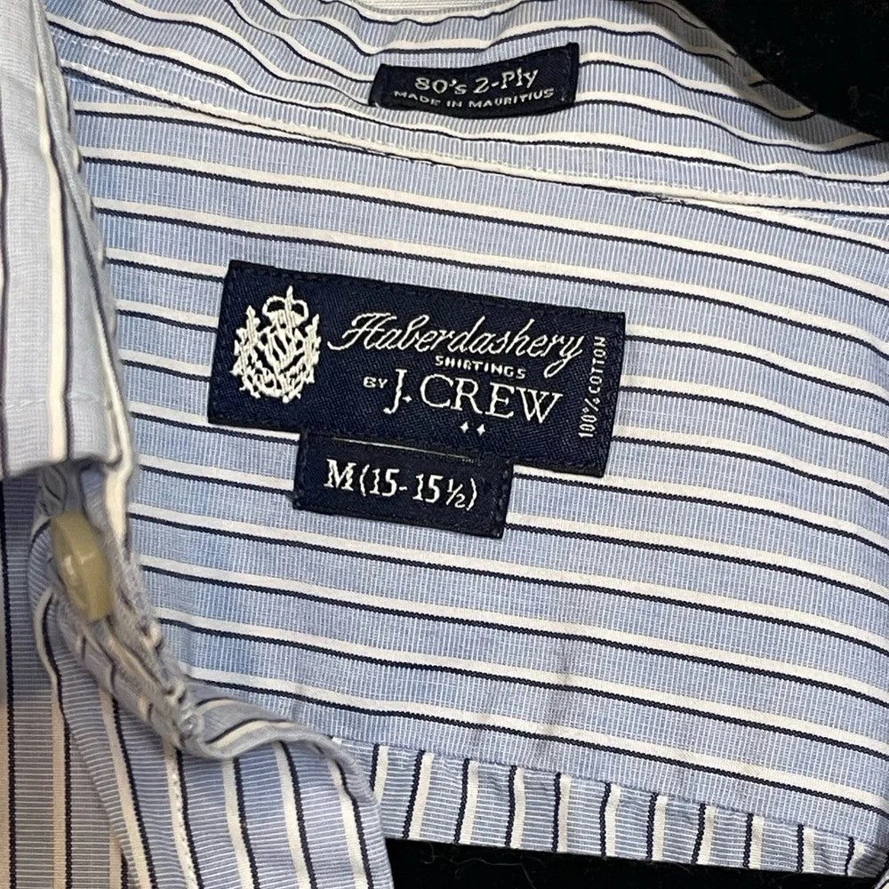 J.Crew Haberdashery Blue Pinstripe Button Down Shirt Mens Medium 15 15.5